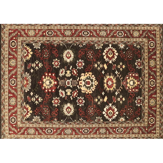 Ahgly Company Indoor Rectangle Oriental Brown Industrial Area Rugs, 4' x 6'