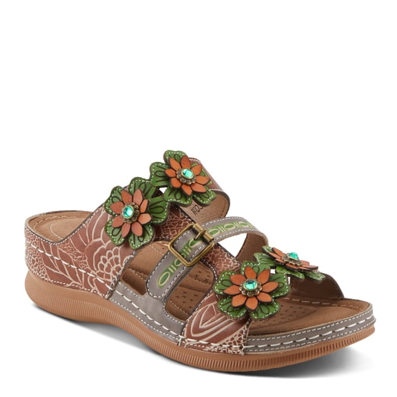 L’Artiste Brash Hand-Painted Leather Floral Sandal