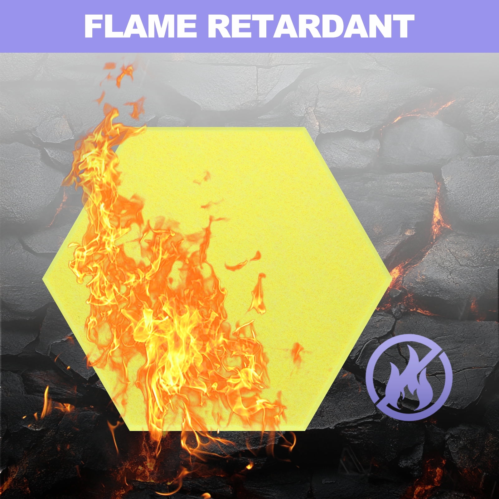 Hexagon Acoustic Panels B1 Fireproof Soundproof Foam Panels with 30 Push Pins(White, Orange, Lemon Yellow, Gold)