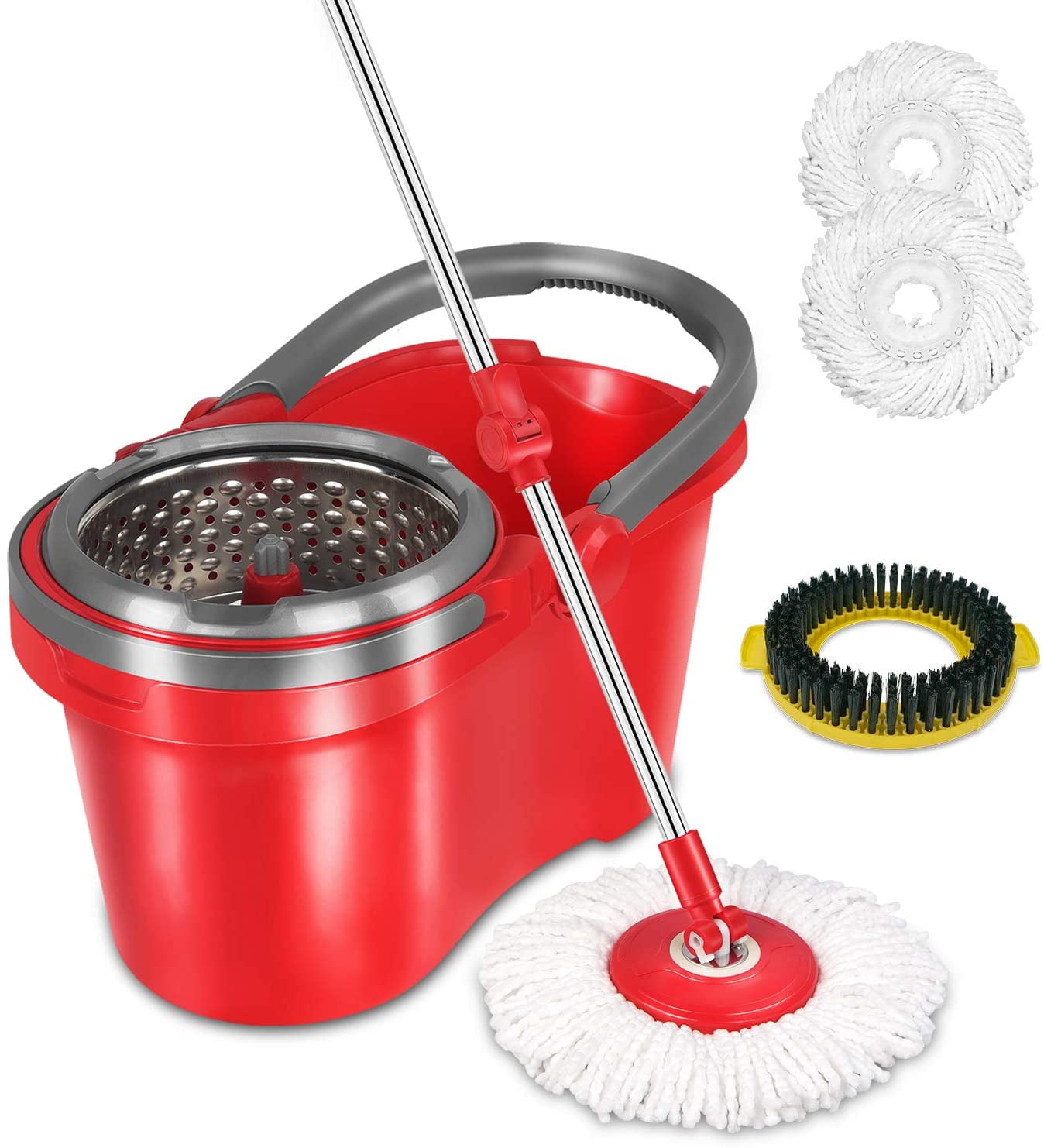 HAPINNEX Spin Mop Wringer Bucket Set for Home Kitchen Floor Cleaning Wet/Dry Usage on