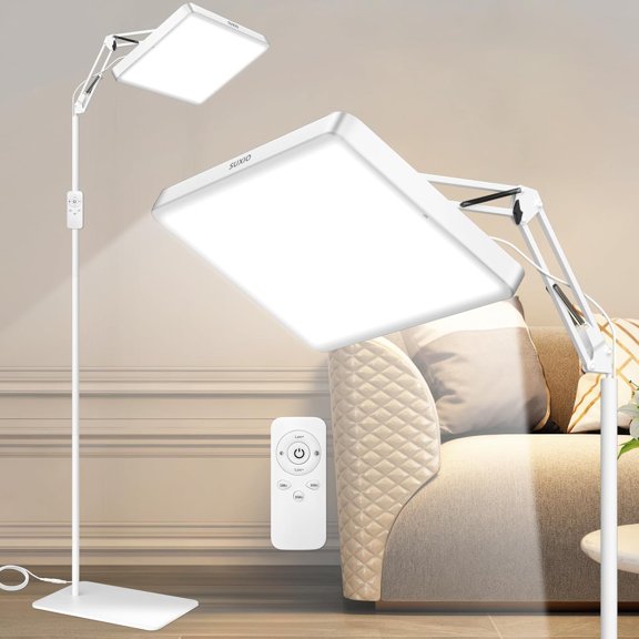 Light Therapy Lamp - 12000 LUX Therapy Lights, Happy Lamp with Remote, Light Box Therapy with 3 Timer & 4 Brightness, LED UV-Free Daylight Lamp Perfect for Home