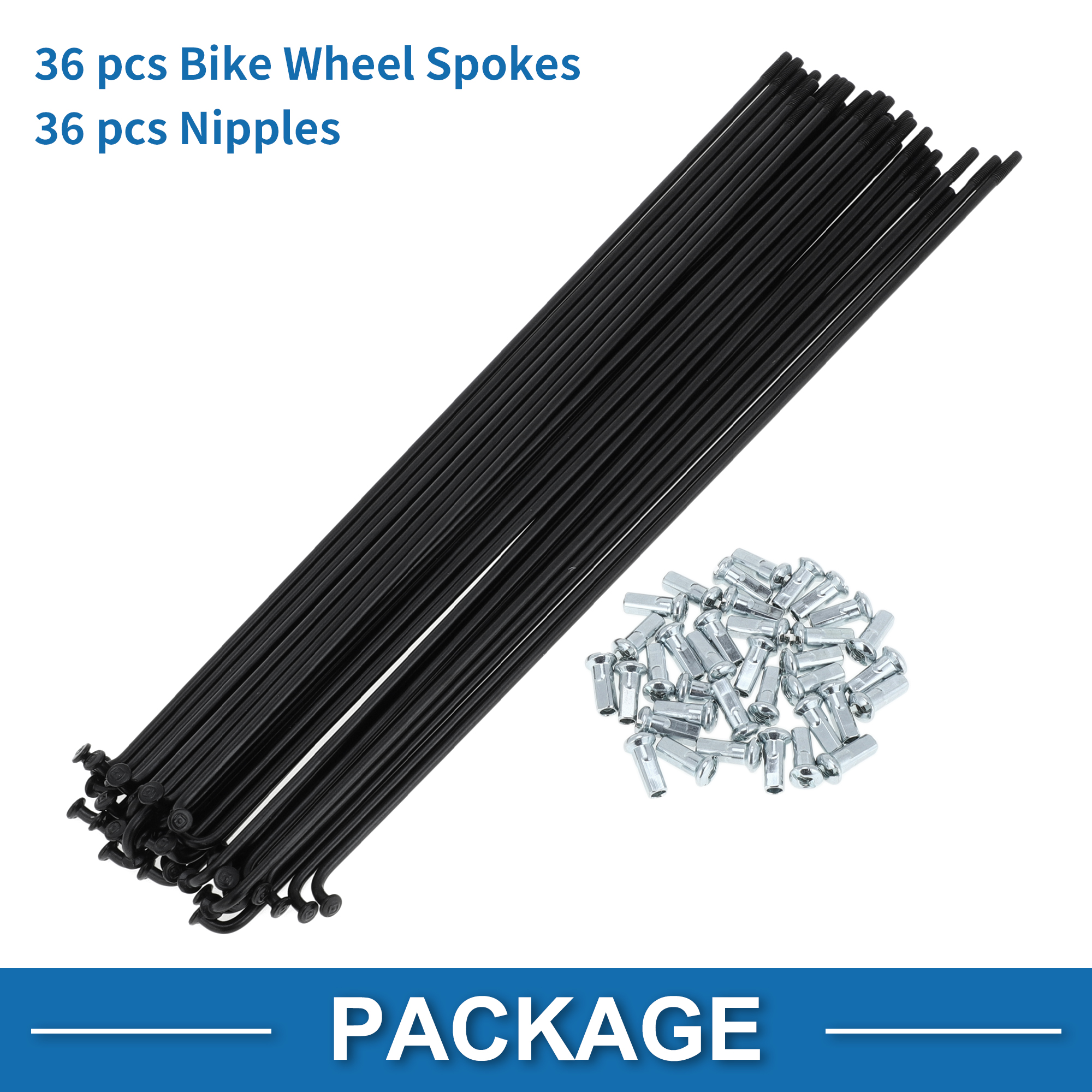 Unique Bargains 36Pcs Bicycle Spokes 12G Bike Wheel Spokes Carbon Steel Black 9.06"