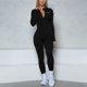 thumbnail image 2 of Pchee Bum - Mono de manga larga con cremallera para mujer, conjunto de yoga de una pieza con cremallera, ropa de entrenamiento para gimnasio, ropa deportiva de realce, 2 of 4