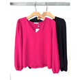 thumbnail image 1 of Blusa de mujer, manga larga con puños elásticos y escote en V. (Cod-136) Deng Xun unisex, 1 of 2