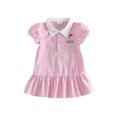 thumbnail image 1 of Robe pour Tout-Petite Fille à Manches Courtes, Robe à Carreaux Brodée Style Voiturette de Golf, 1 of 6