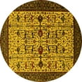 thumbnail image 1 of Ahgly Company Machine Washable Indoor Round Oriental Yellow Traditional Area Rugs, 3' Round, 1 of 4