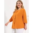 thumbnail image 2 of Women's Plus Size Work Round Neck Ruffle Chiffon Blouse Top Orange 2X, 2 of 6