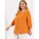 thumbnail image 2 of Women's Plus Size Work Round Neck Ruffle Chiffon Blouse Top Orange 2X, 2 of 6