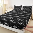 thumbnail image 3 of Homewish Kawaii Bow 4 Pieces Queen Sheet Sets for Teenagers Female Women,Dreamy Princess Ultra Soft Flat Sheet,Abstract Stripes Bow Knot Queen Fitted Sheet,Microfiber Bedroom Decor, 3 of 7