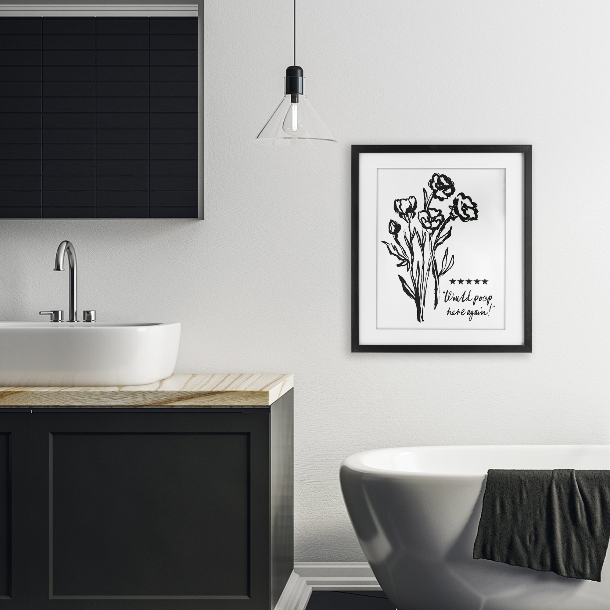 Stupell Industries Would Poop Here Again Black Framed Print Under Glass, design by Lettered and Lined