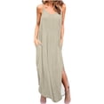 thumbnail image 2 of Robes d'Été pour Femmes Mode Femmes Décontracté Col en V Robes Unies Été Sans Manches Robe Pull Robes de Soirée pour Femmes Élégantes Élégantes en Solde, 2 of 6