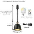 thumbnail image 2 of KAYYELAMP Remote LED Bulb Rechargeable Battery Adjusted Cord Hanging Light Dimming Timing Red Copper Base Black Shade Vintage Design for Kitchen Farmhouse, 2 of 7