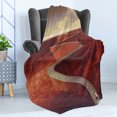 thumbnail image 4 of Fantasy Soft Flannel Fleece Throw Blanket, Absurd Scenic Road with Truck Extreme Winding Curve on Cliffs Theme Print, Cozy Plush for Indoor and Outdoor Use, 50" x 60", Dark Orange Cream, by Ambesonne, 4 of 5