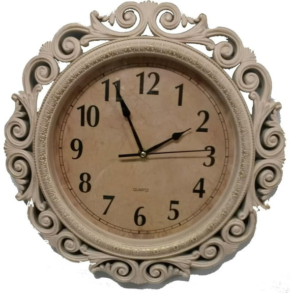 Home Essentials -16-Inch Plastic Decorative Wall Clock, Antique Wood Looking - Fashion - Quality Clock Pink