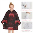 thumbnail image 6 of Red Controllers Games Icons Black Pattern Blanket Hoodies for Kids 6-13YR Oversize Wearable Blanket Hoodies for Boys Girls Teens, 6 of 7