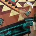 thumbnail image 5 of Turquoise Red Semi Sheer Curtains 108 Inch Length 2 Panels Set, Southwest American Native Abstract Pattern Sheer Kitchen Curtain Privacy Voile Window Curtain for Living Room Bedroom Rod Pocket Drapes, 5 of 7