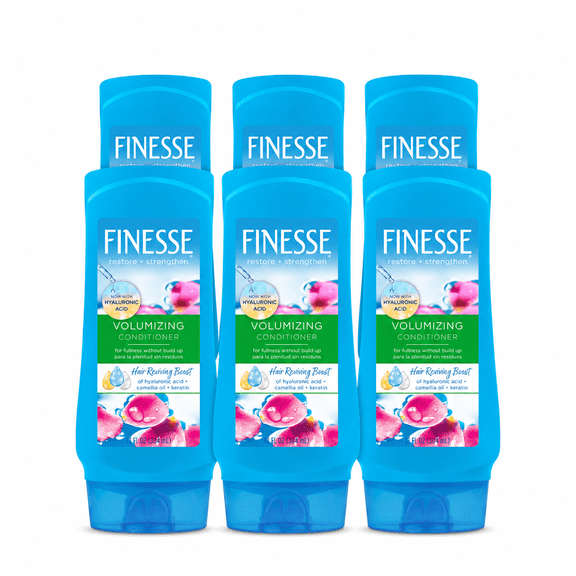 FINESSE Volumizing Conditioner for Women & Men to Strengthen Fine & Thin Hair, Made with Hyaluronic Acid, Camellia Oil & Keratin, 13 Fl Oz, 6 pieces