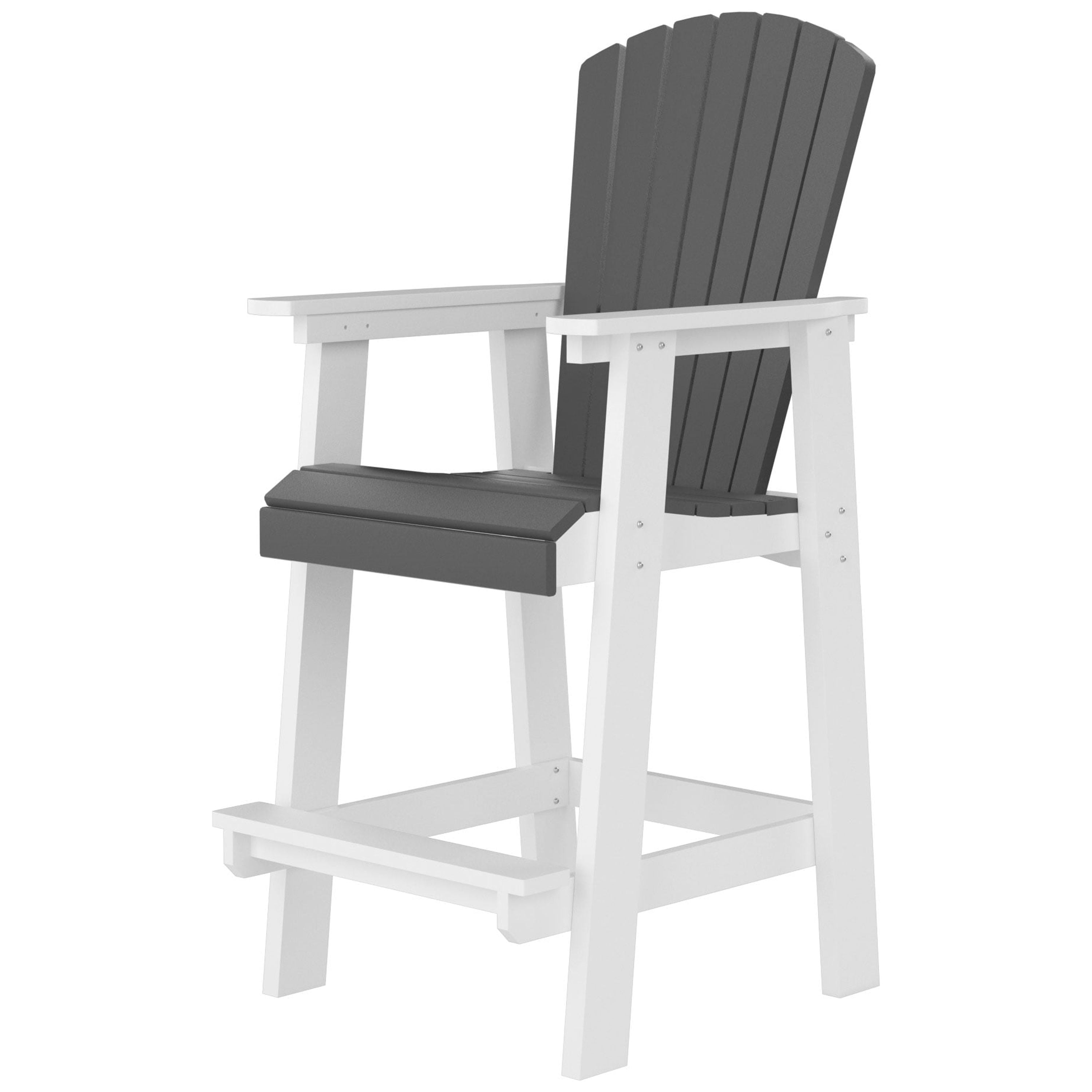 Outdoor Tall Bar Stools Set of 2, Patio Bar Stool Chair with High Back for Balcony, White and Gray