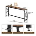 thumbnail image 3 of Console Table with Power Outlet, Narrow Sofa Table, 70.8" x 11.8" Farmhouse Table Behind Sofa Couch Hallway Entrance for Entryway, Living Room, Home, with Metal Frame, Rustic Brown, 3 of 5