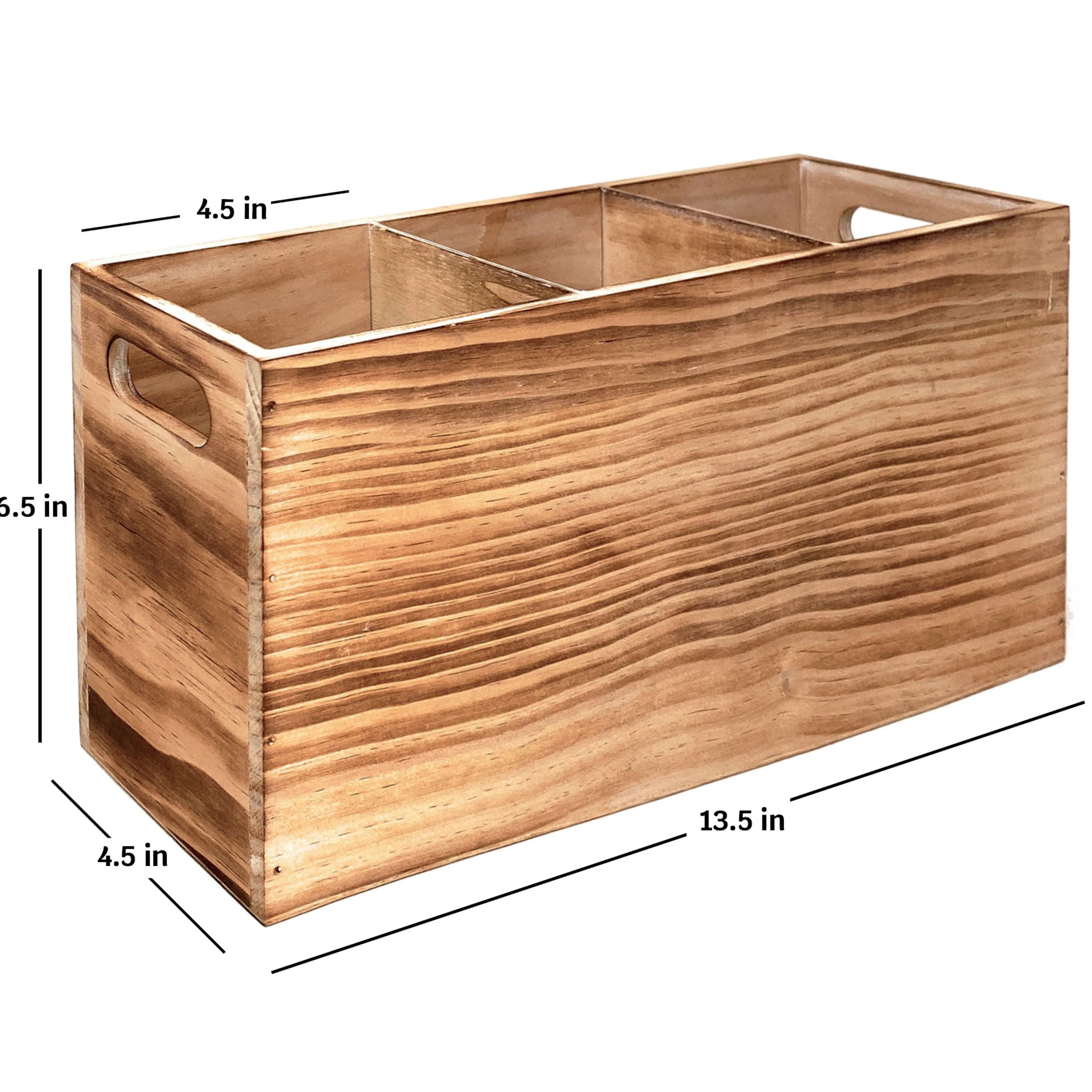 CB Accessories Utensil Holder Crock in Rustic Wood for Cooking Tools Storage (Large)