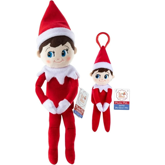 The Elf on the Shelf Matching Take Along Bundle: Plushee Pals 12" Snuggler Boy and 4" Clip On Plush