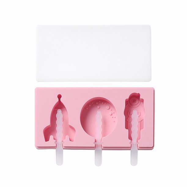 Molde de helado de silicona con forma de dibujos animados DIY con tapa, divertido fabricante de paletas for niños