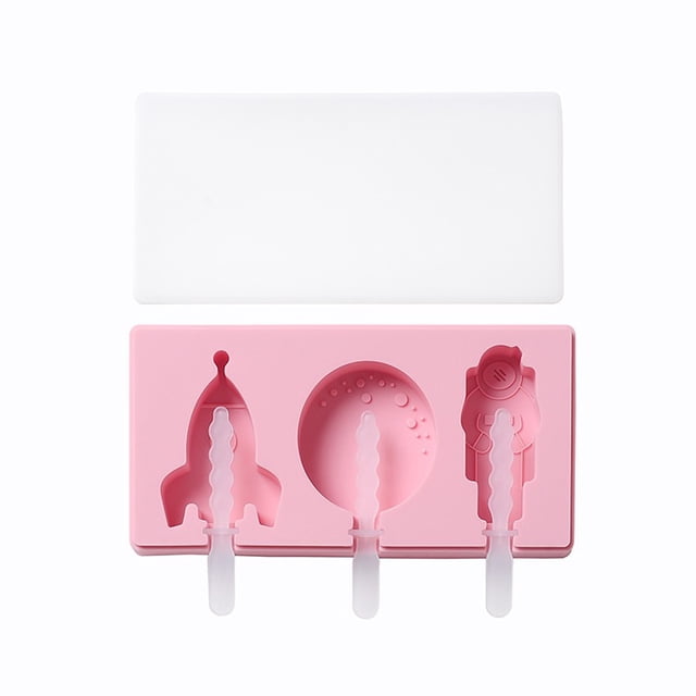 Molde de helado de silicona con forma de dibujos animados DIY con tapa, divertido fabricante de paletas for niños