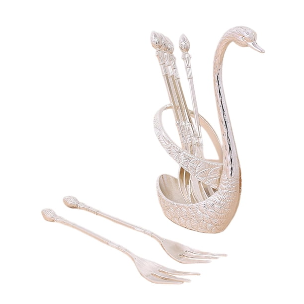 Juego de cubiertos de postre, organizador de cuchara de cisne, juego de vajilla de cisne, soporte de Base de cisne para decoración de restaurante con perfecl Vajilla de postre