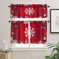 thumbnail image 3 of Red Christmas Curtains Valances Set,Merry Xmas Snowflake Decoration Kitchen Window Curtains Tier and Valance Curtain Set for Bedroom Living Room 54x18 & 27x24x2, 3 Panel, 3 of 5