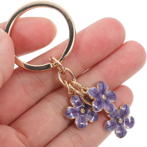 ELAYARD Cherry Blossom Keychain for Women, Purple Zinc Alloy, Stylish Key Ring, 1 Pack