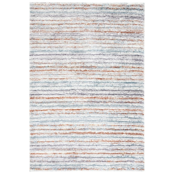 SAFAVIEH Berber Dayna Abstract Shag Area Rug, 5'5" x 7'7", Blue Rust/Ivory