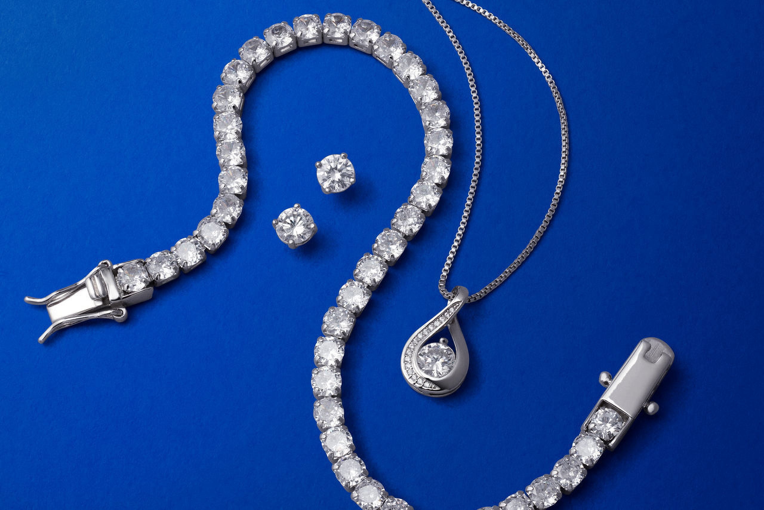 Believe by Brilliance Women's Fine Silver Plated CZ Infinity Pendant and Earring Set