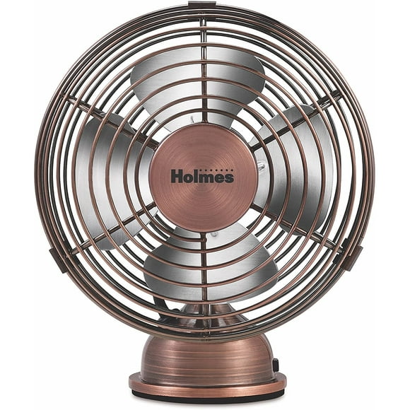 HOLMES Heritage 4-Inch Mini USB Desk Fan, cobre cepillado