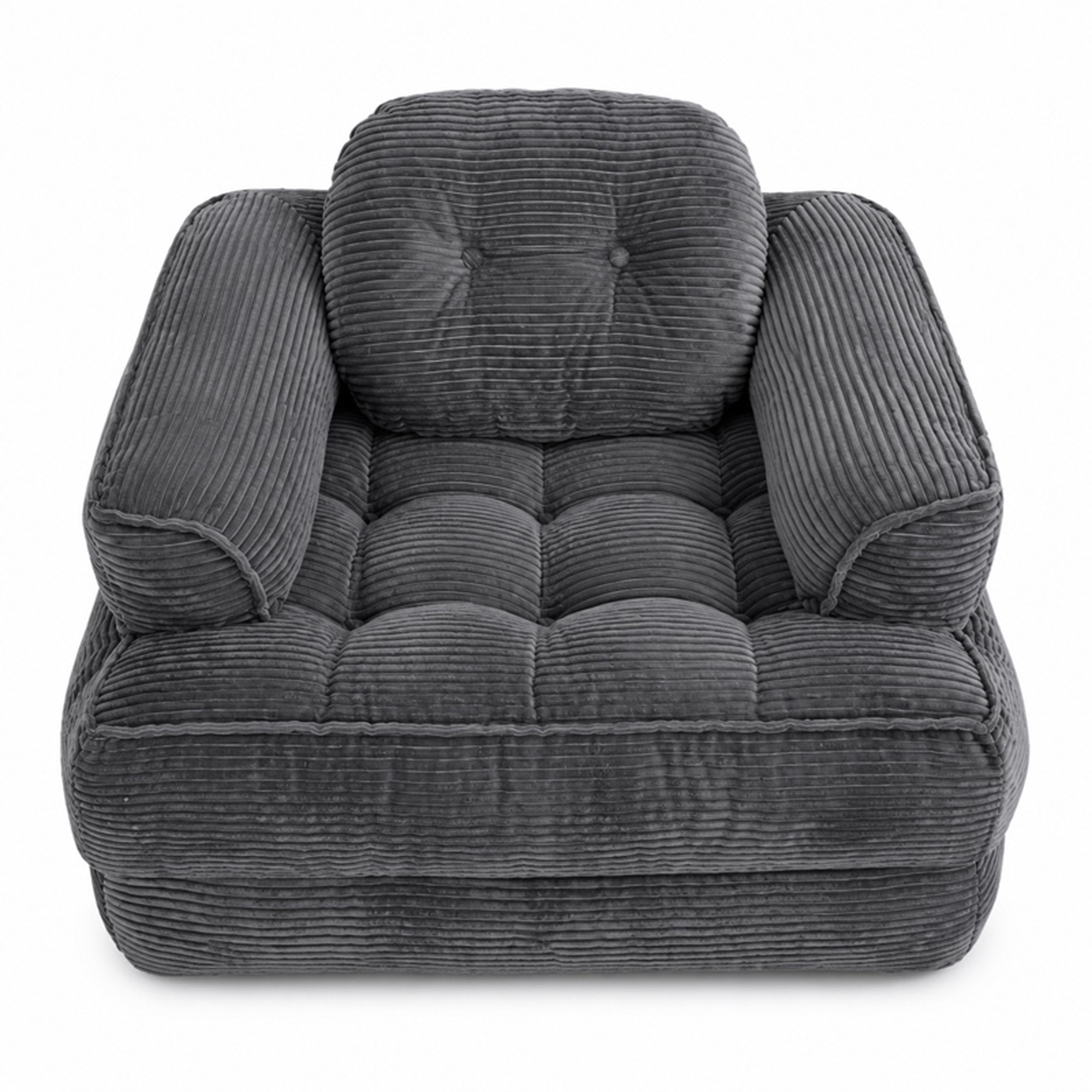 Leumius Folding Sofa Bed, Convertible Sofa Bed with Armrest, Corduroy Boneless Foldable Bed, 2-in-1 Portable Sofa Bed with Pillows for Bedroom, Living Room, Homestay, Game Room Dark Gray