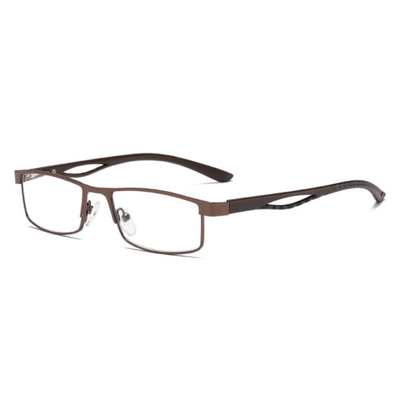 Office Classic Frame Simple Ultra Light Glasses Business Reading Glasses Eye Protection Anti-Blue Light BROWN STRENGTH 150