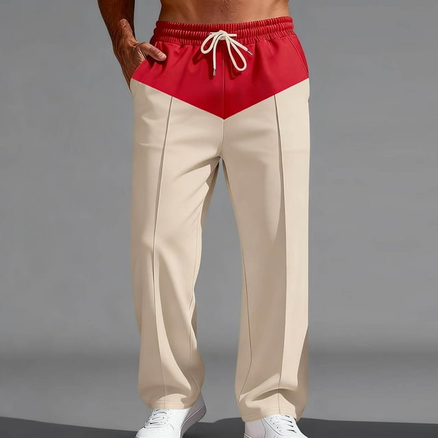 Ceisia Men Casual Sport Solid Color Pants Elastic Waist Drawstring Pocket Gift Trousers