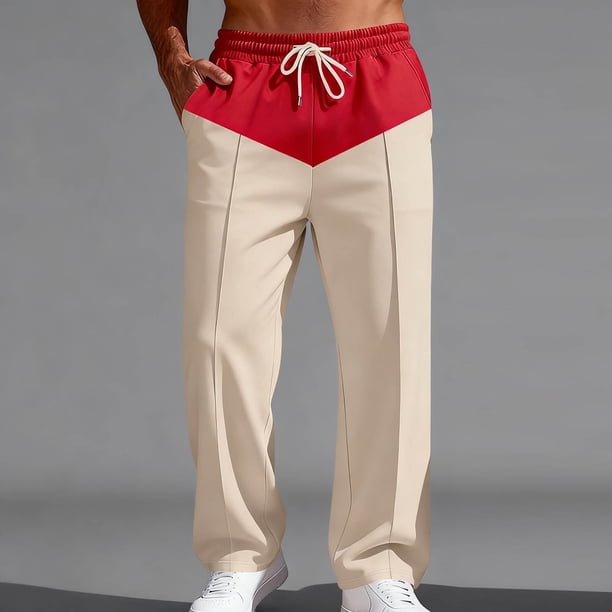 Ceisia Men Casual Sport Solid Color Pants Elastic Waist Drawstring Pocket Gift Trousers