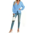 thumbnail image 3 of Deep V-neck Women Solid Button Down Slim Knit Cardigan Coat Sweater, 3 of 5