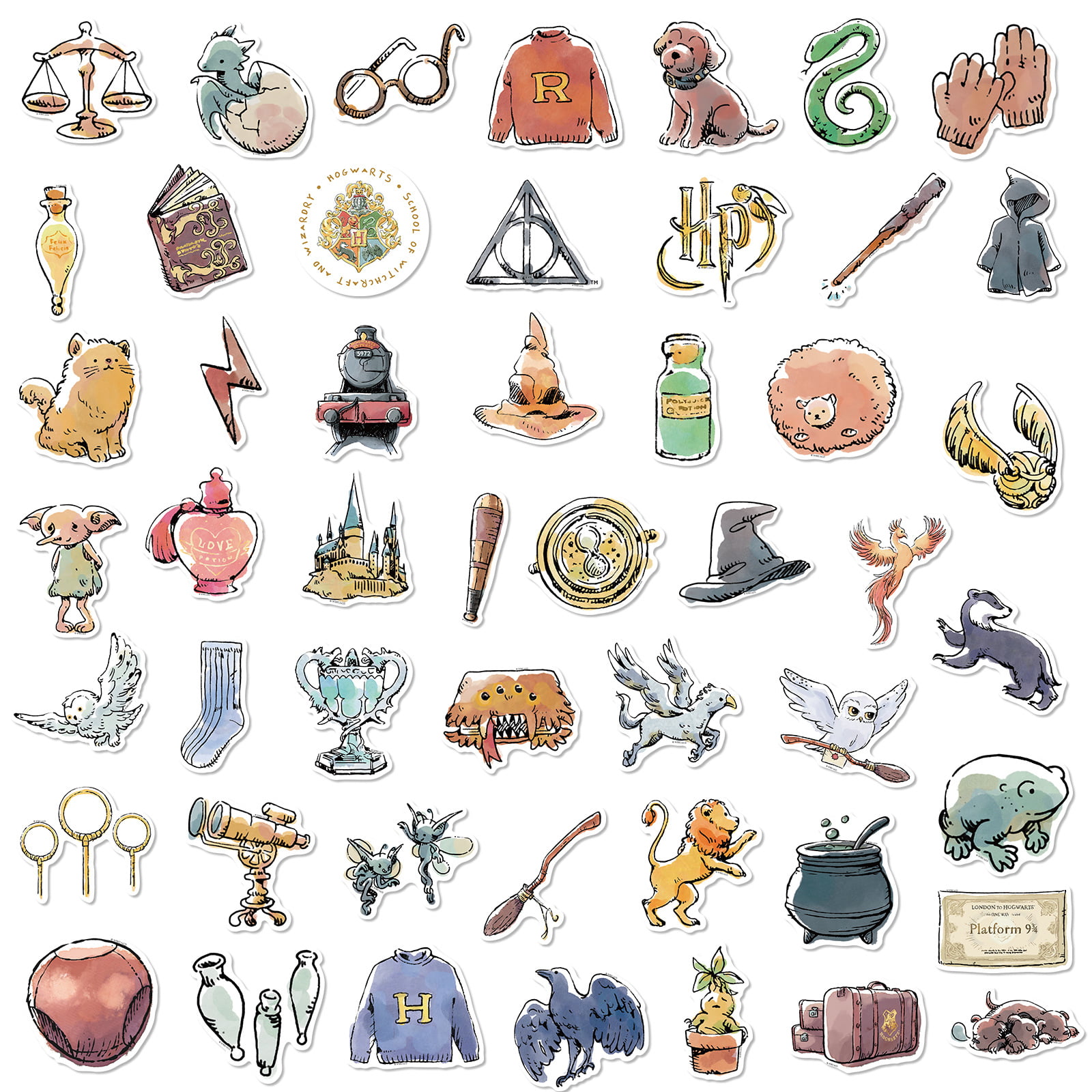 Conquest Journals Harry Potter Variety Vinyl Sticker Pack, Set of 60 Unique  Stickers Including 5 Holograms, Officially Licensed, Waterproof and