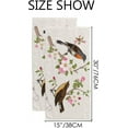thumbnail image 3 of Absorbent Soft Hand Fingertip Towels, 2 Pcs Face Bath Towels Set Birds Flower Branch on Light Beige Washcloths for Bathroom Hotel Kitchen, 30"x15", 3 of 6