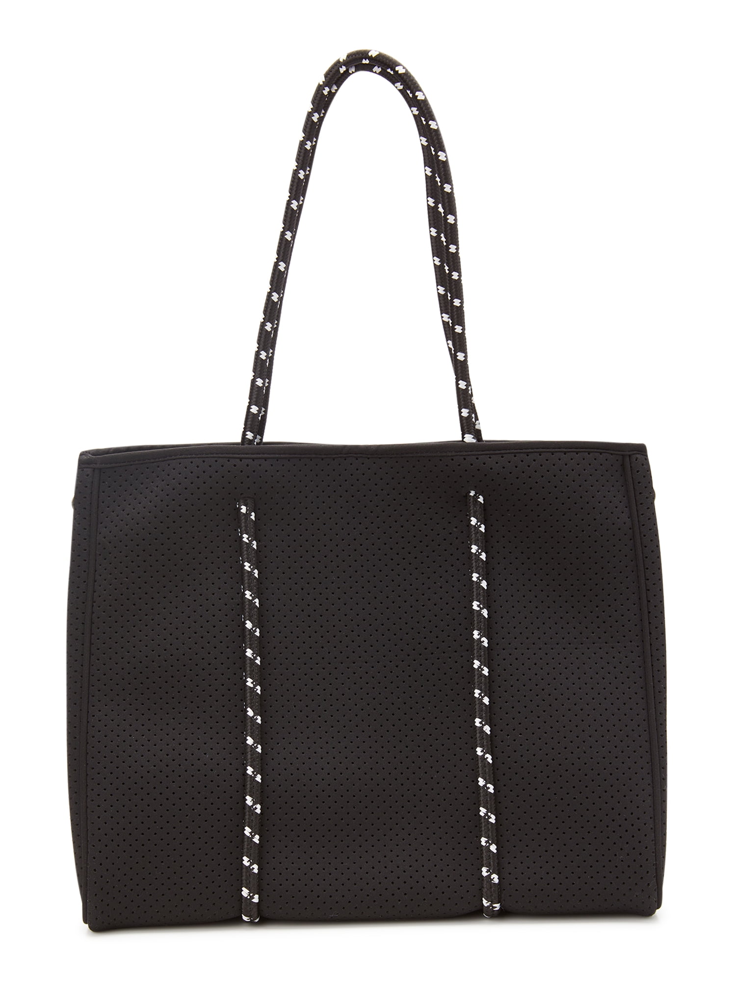 No Boundaries Women's 2-Piece Neoprene Beach Tote Handbag with Removable  Zipper Pouch, Black