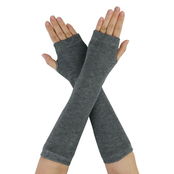 Unique Bargains Adult Elastic Fingerless Elbow Length Hand Warmer Gloves