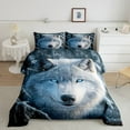 thumbnail image 2 of Manfei White Wolf Bedding Sets King with Comforter,Jungle Animal Duvet Insert,Winter Cedar Comforter Sets King Size,Super Cozy Room Decor Reversible,3pcs, 2 of 7