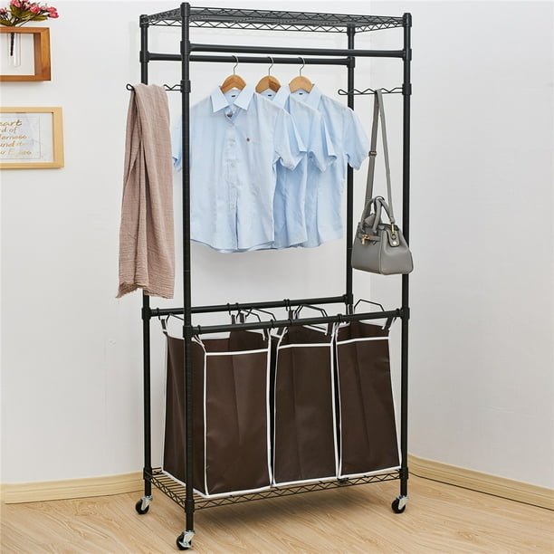 Clothes Rack with Wheels, Heavy Duty Portable 6FT Hanging Garment Rack