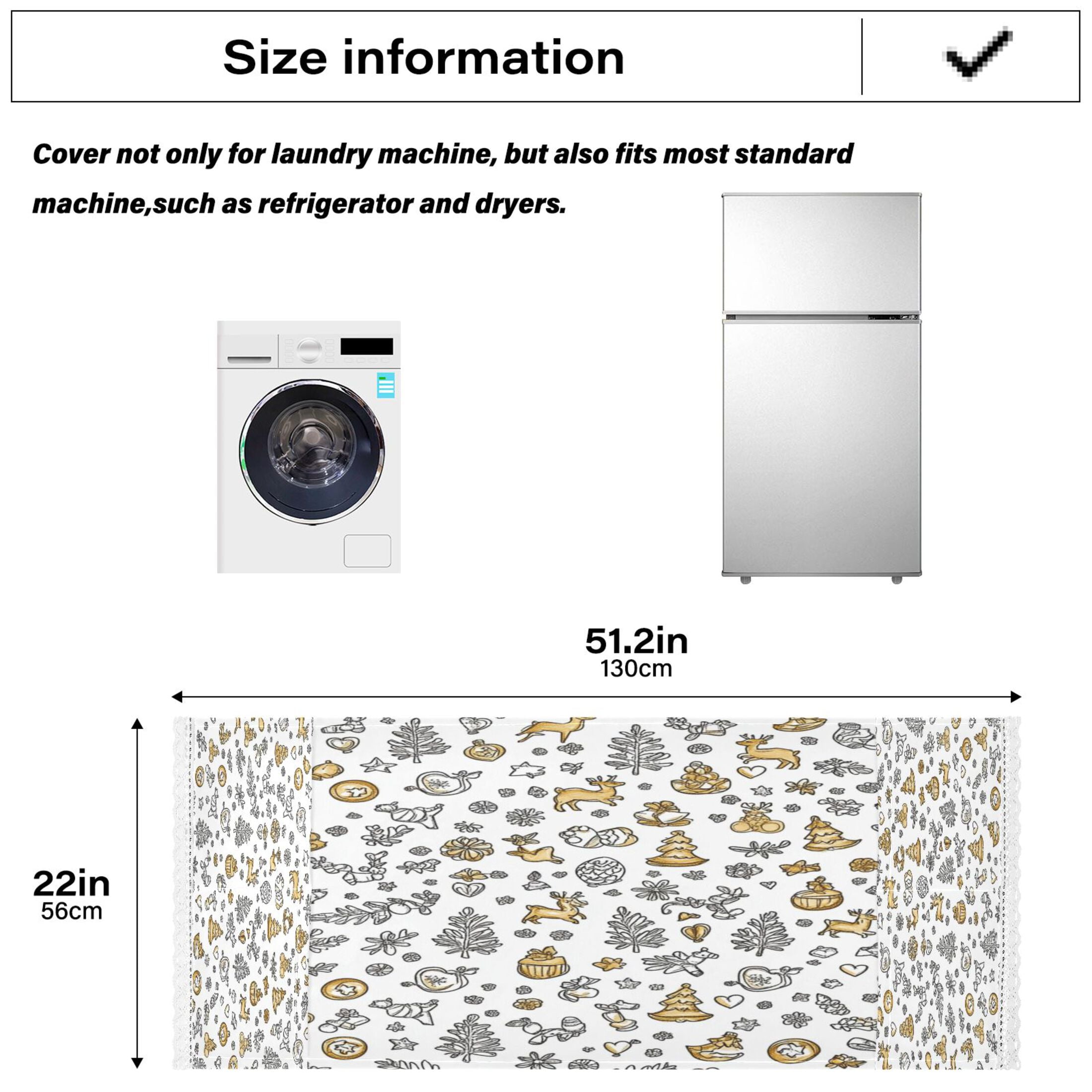 Christmas Elements IconsWasher and Dryer Covers Dust-Proof and Oil Resistant Fridge Cover with 4 Storage Pockets Washing Machine Top Cover for Laundry Kitchen Home 51.2 x 22 In