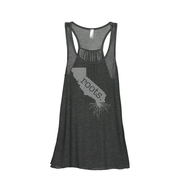 Thread Tank Home Roots State California CA Women's Sleeveless Flowy Racerback Tank Top Charcoal Large