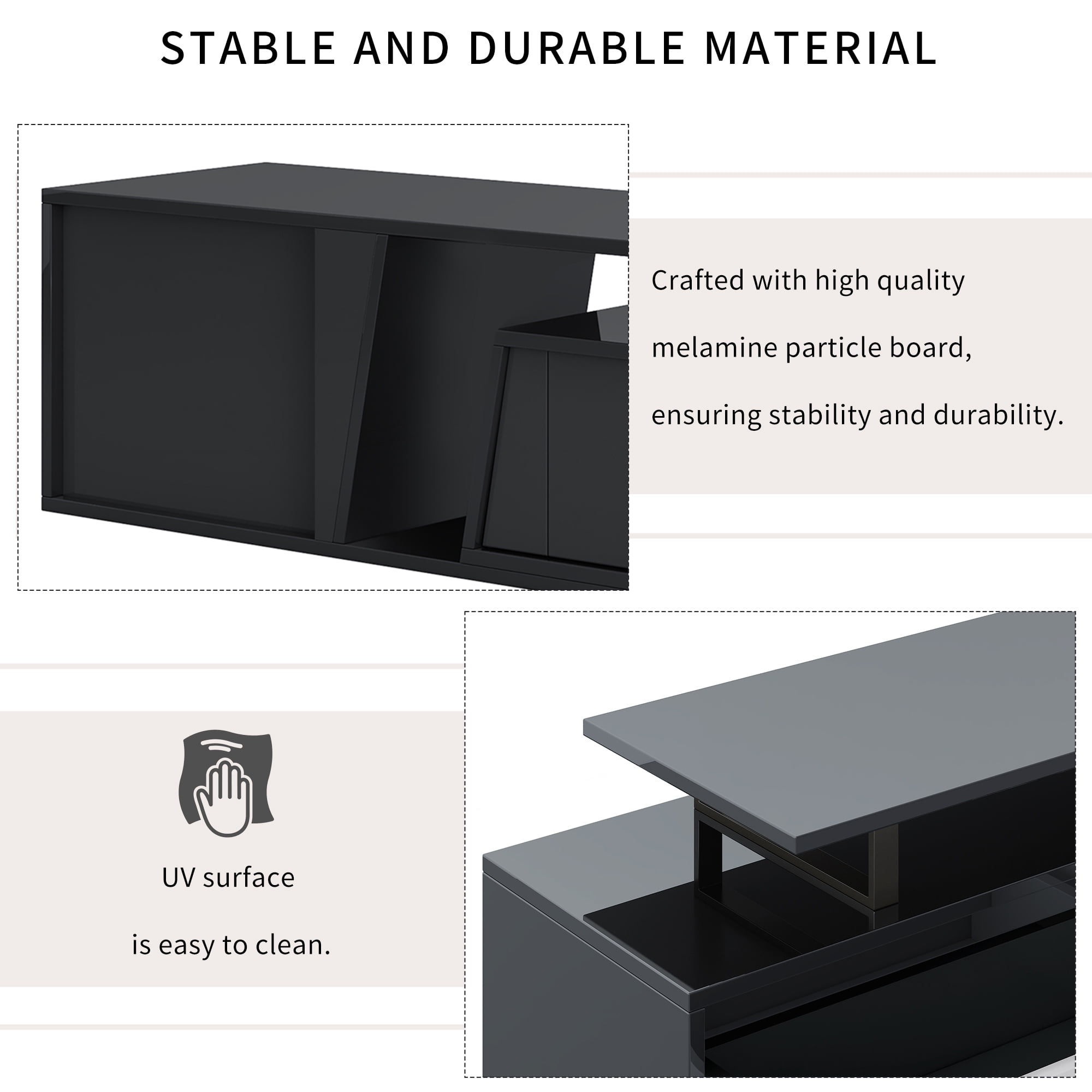 Aukfa Extendable TV Stand for TVs up to 100" with Storage Drawers & Cabinet for Living Room,Black