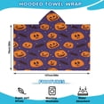 thumbnail image 2 of Halloween Pumpkin Bat Pattern Hooded Bath Towel，50"x30" for Ages 3 To 12 Kids, Quick Dry Lightweight Soft Microfiber Hood Beach Towel Cover Up for Kids, 2 of 7