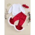 thumbnail image 4 of Suealasg Kids Girls Christmas Outfits Clothes 6M 1T 2T 3T Toddler Baby Girls Long Sleeve Santa Claus Print Sweatshirt+Red Flared Pants 2Pcs Christmas-themed Clothing Costume for Children Girls, 4 of 9