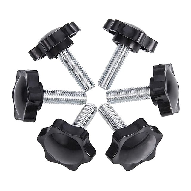 Paquete de 6 tornillos de mariposa M8x25mm, abrazadera de tornillo de mariposa con perilla de estrella de plástico moleteado (hy)